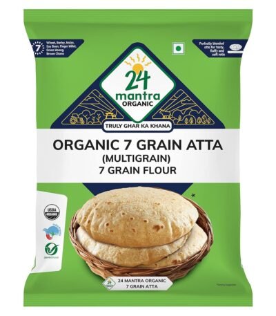 24 Mantra Organic 7 Grain Atta 1 Kg | Low G.I & Diabetic Friendly | Diabetic Nutritonist Recommended | Goodness of 7 Grains - Wheat, Jowar, Ragi, Maize, Mungbean, Barley &...
