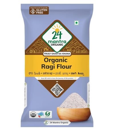 24 Mantra Organic Ragi Flour/Finger Millet/Nachni Flour - 500gms | Pack of 1 | Chemical Free & Pesticides Free | Naturally Gluten-free