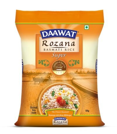 Daawat Rozana Super Basmati Rice 5Kg| For Everyday Consumption| Cooked Grain Upto 13mm*| Naturally Aged