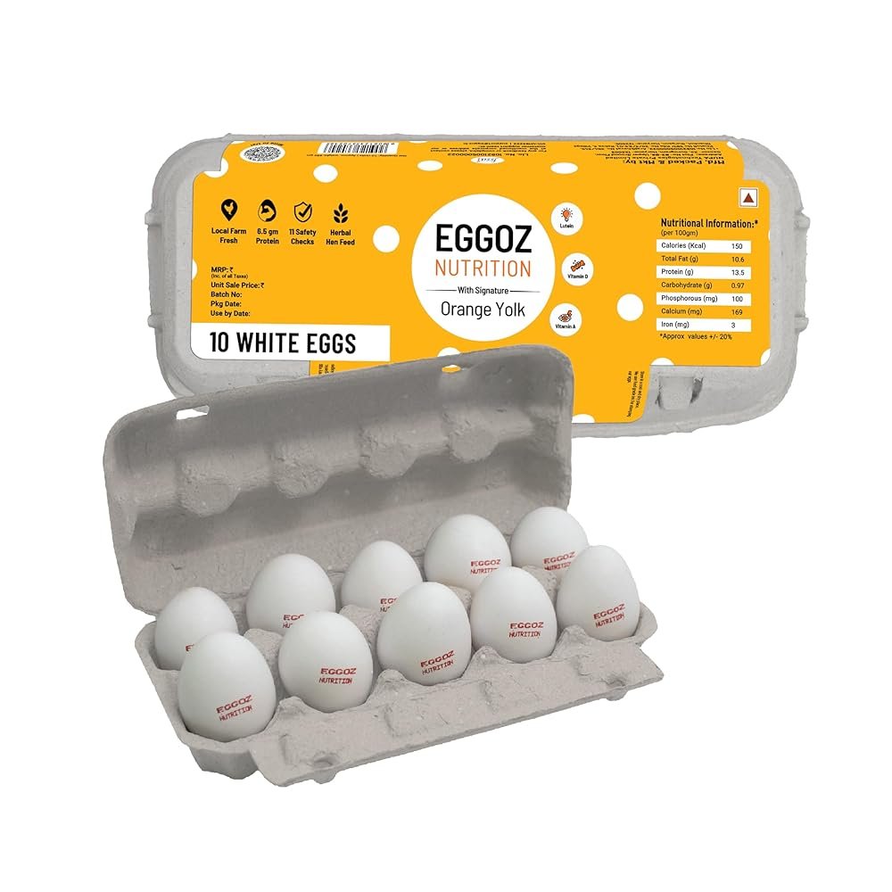 Eggoz Farm Fresh High Protein White Eggs, 10 Pieces