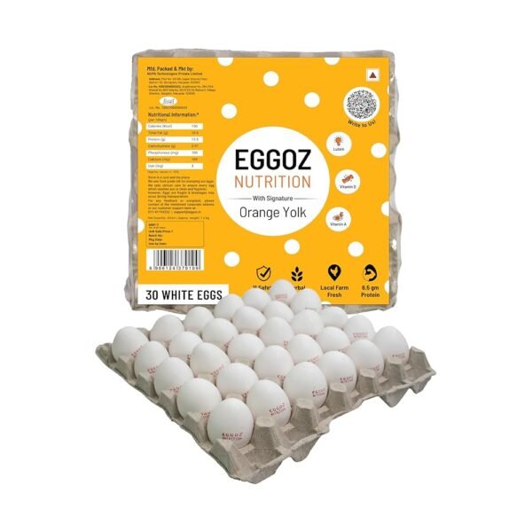 Eggoz Farm Fresh High Protein White Eggs, 30 Pieces