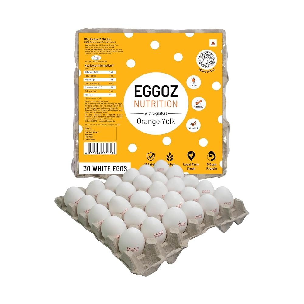 Eggoz Farm Fresh High Protein White Eggs, 30 Pieces