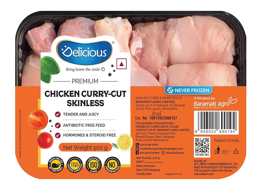 Elicious Chicken Curry Cut Skinless 500gm