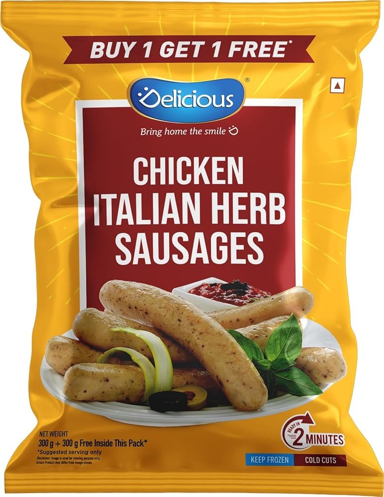 Elicious Chicken Italian Herb Sausages, 300g + 300g