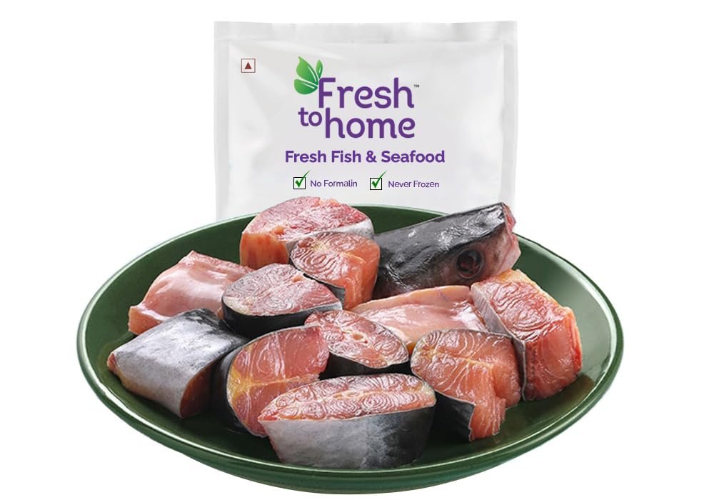 FreshToHome Indian Baasa/Pangasius Bengali Cut | 480g to 500g Pack | May Include Head Piece | Fresh | Never Frozen