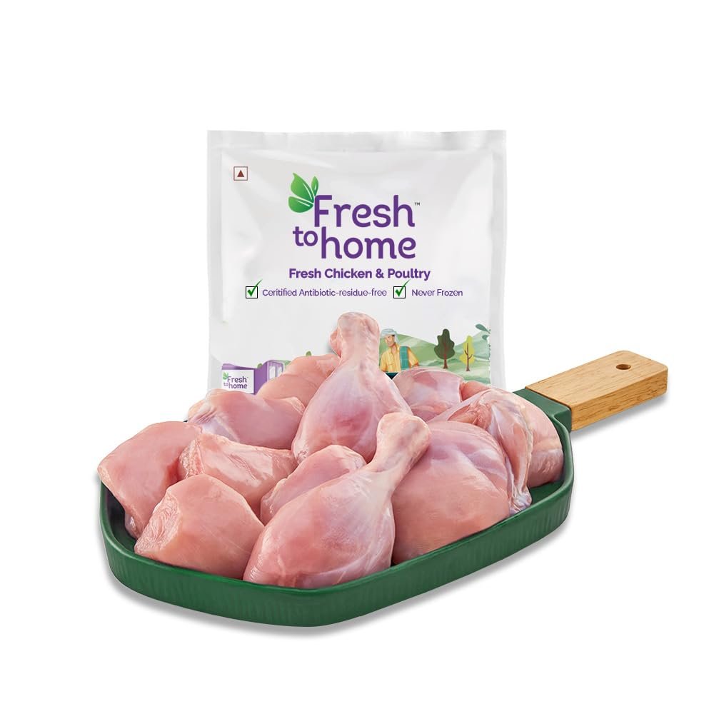 FreshToHome Premium Chicken Biryani Cut | 450g Pack | Skinless | Antibiotic-Residue-Free | Tender | Fresh | Never Frozen
