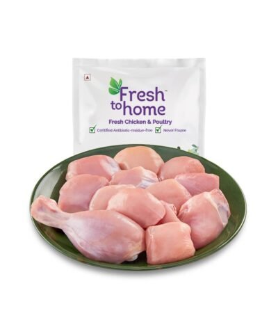 FreshToHome Premium Chicken | Curry Cut | 450g Pack | Skinless | Antibiotic-Residue-Free | Tender | Fresh | Never Frozen