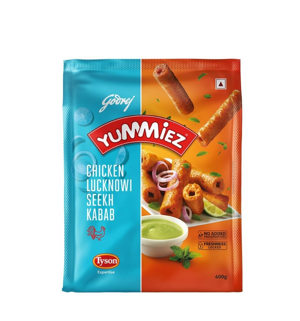 Godrej Yummiez Chicken Lucknow Seekh Kebab Pouch, 400 g