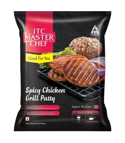 ITC MASTER CHEF Spicy Chicken Grill Patty, Non-Veg Frozen Snack, Ready to Cook, 520g