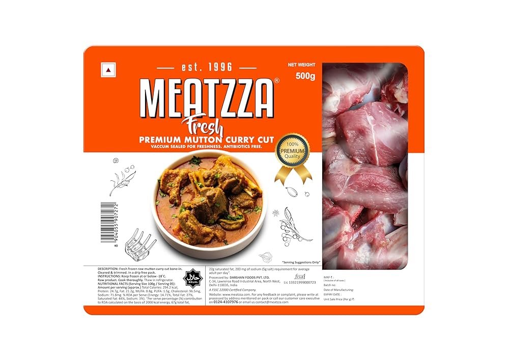 Meatzza premium mutton curry cut 500g
