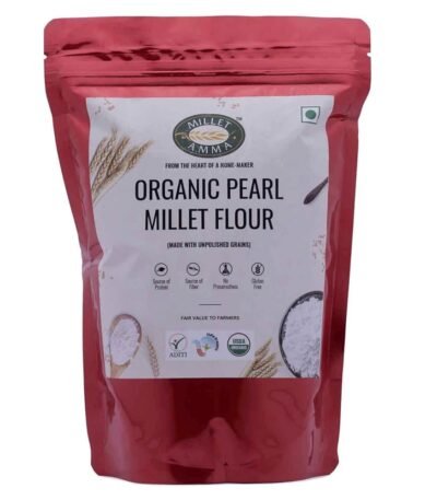 Millet Amma CERTIFIED ORGANIC Bajra (Pearl Millet) Flour | 2Kg (1kg x 2 Packs) | (Kambu, Sajje, Sajja, Bajri, Kambam) | Gluten Free, Rich in Protein | Suitable for Multiple...