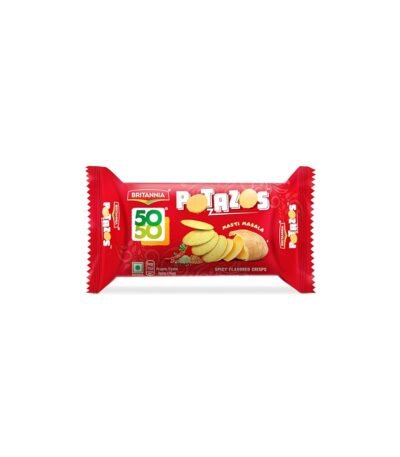 Britannia 5050 Potazos Masti Masala Spicy Flavoured Crisps | 71.5 gm | Potato and Biscuit ka tasty combination