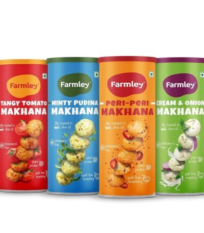 Farmley Flavored & Roasted Makhana Combo Jar, 308g (Pack of 4, 77gm each)