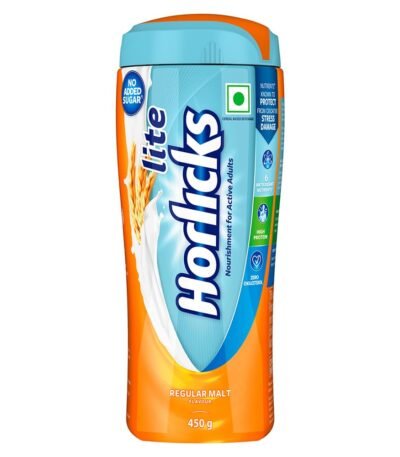 Horlicks Lite 450g, Scientifically designed for Adults |High Protein, Zero added sugar | Malt Flavor