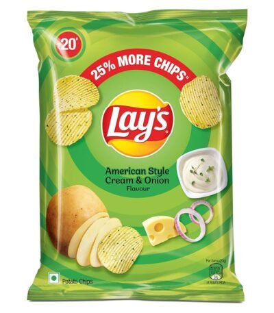 Lay's Potato Chips 48 Gram, American Style Cream & Onion Flavour, Crunchy Chips & Snacks (Weight May Vary)