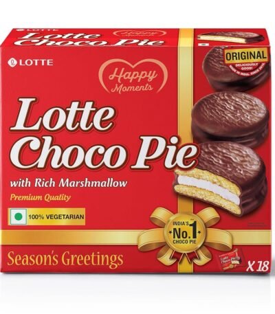 Lotte Choco Pie - Soft Biscuits coated with Premium Chocolate - (Pack of 18) - 504 grams