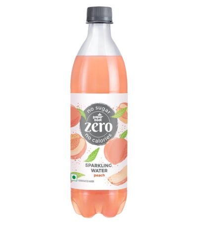 Paper Boat Peach Sparkling Water, 600ml | Carbonated Water | Zero Sugar, Zero Calories I Sugar Free